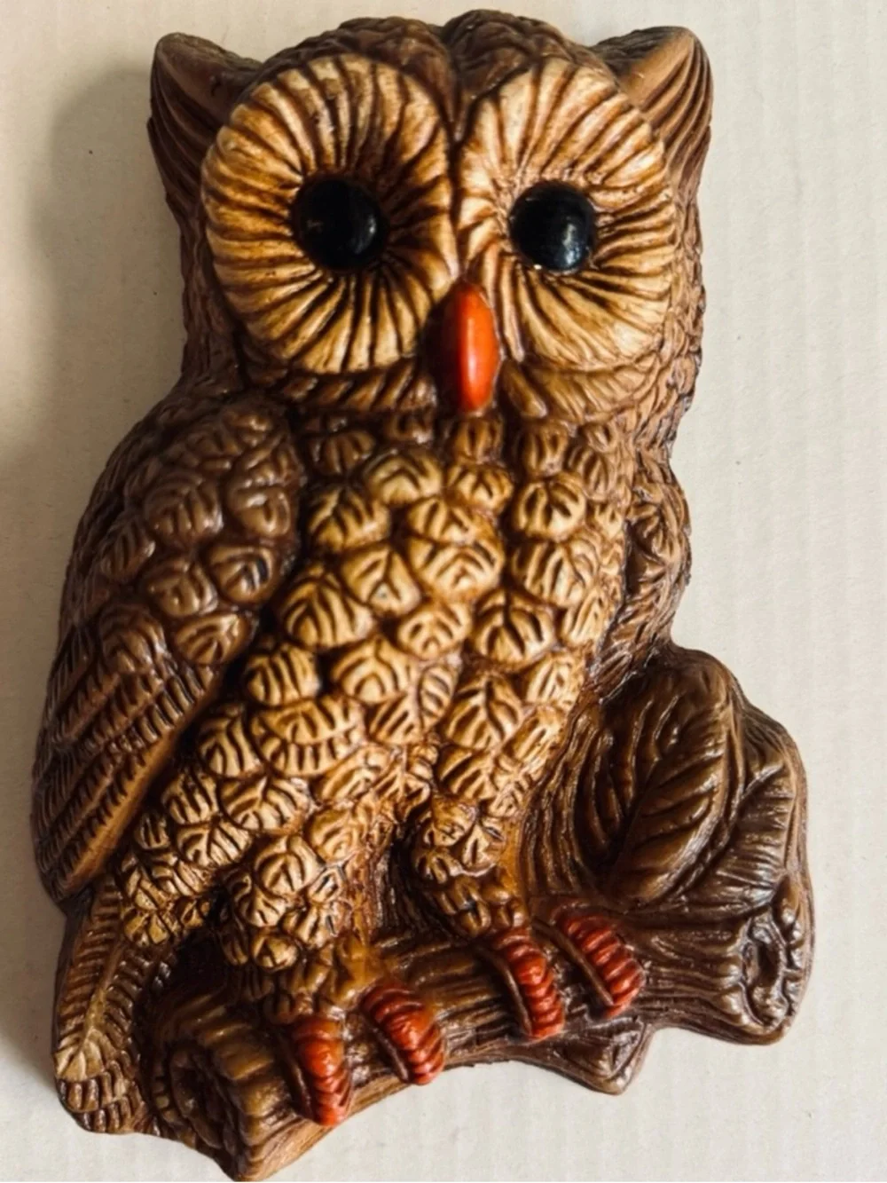 4 HOMCO Vintage 70s Adorable Rustic Brown Owl Wall Decor Set of 4